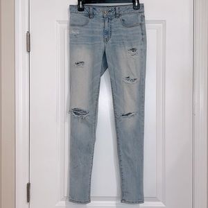 American Eagle Outfitters destroyed high rise jegging size: 0 color: light blue